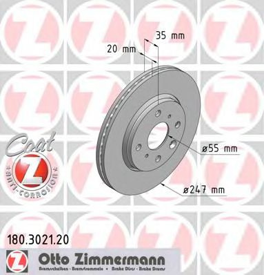 Disc frana CITROEN C1 II (2014 - 2016) ZIMMERMANN 180.3021.20 piesa NOUA