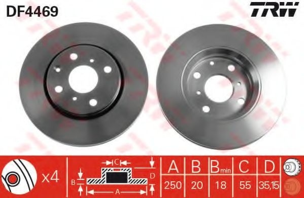 Disc frana CITROEN C1 (PM, PN) (2005 - 2016) TRW DF4469 piesa NOUA