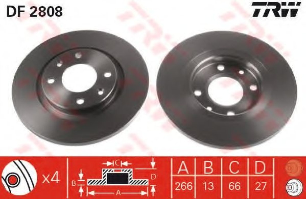 Disc frana CITROEN C3 I (FC) (2002 - 2016) TRW DF2808 piesa NOUA