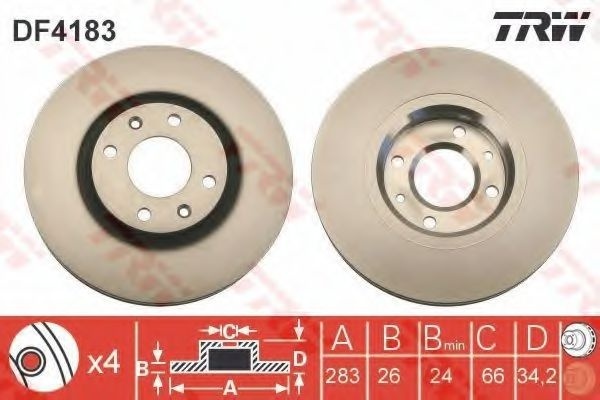 Disc frana CITROEN C3 I (FC) (2002 - 2016) TRW DF4183 piesa NOUA