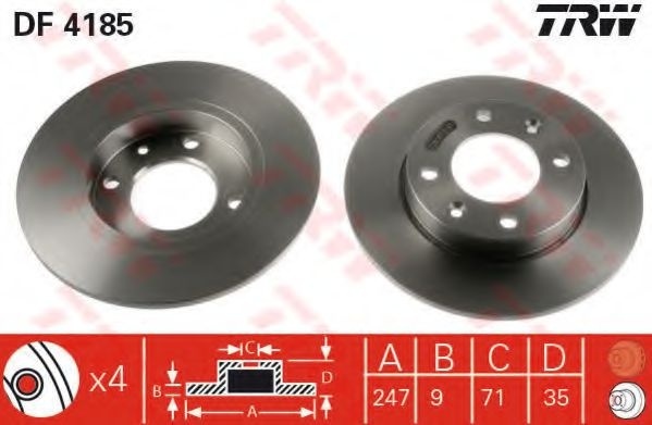 Disc frana CITROEN C3 I (FC) (2002 - 2016) TRW DF4185 piesa NOUA