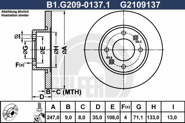 Disc frana CITROEN C4 Cupe (LA) (2004 - 2011) GALFER B1.G209-0137.1 piesa NOUA
