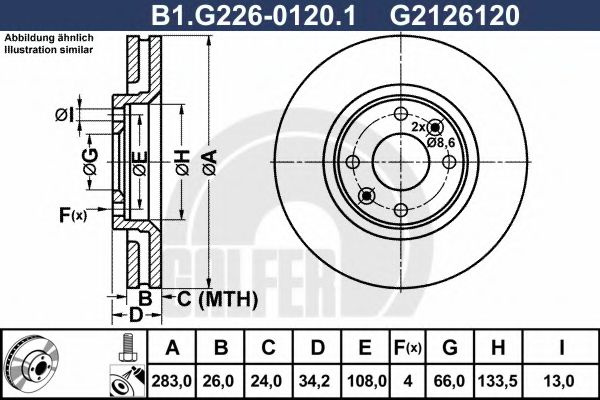 Disc frana CITROEN C4 Cupe (LA) (2004 - 2011) GALFER B1.G226-0120.1 piesa NOUA