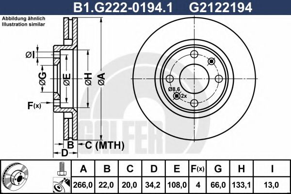 Disc frana CITROEN C4 II (B7) (2009 - 2016) GALFER B1.G222-0194.1 piesa NOUA