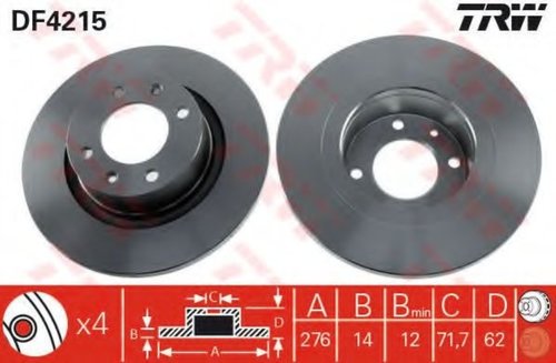 Disc frana CITROEN C5 I (DC) (2001 - 2004) TRW DF4215 piesa NOUA