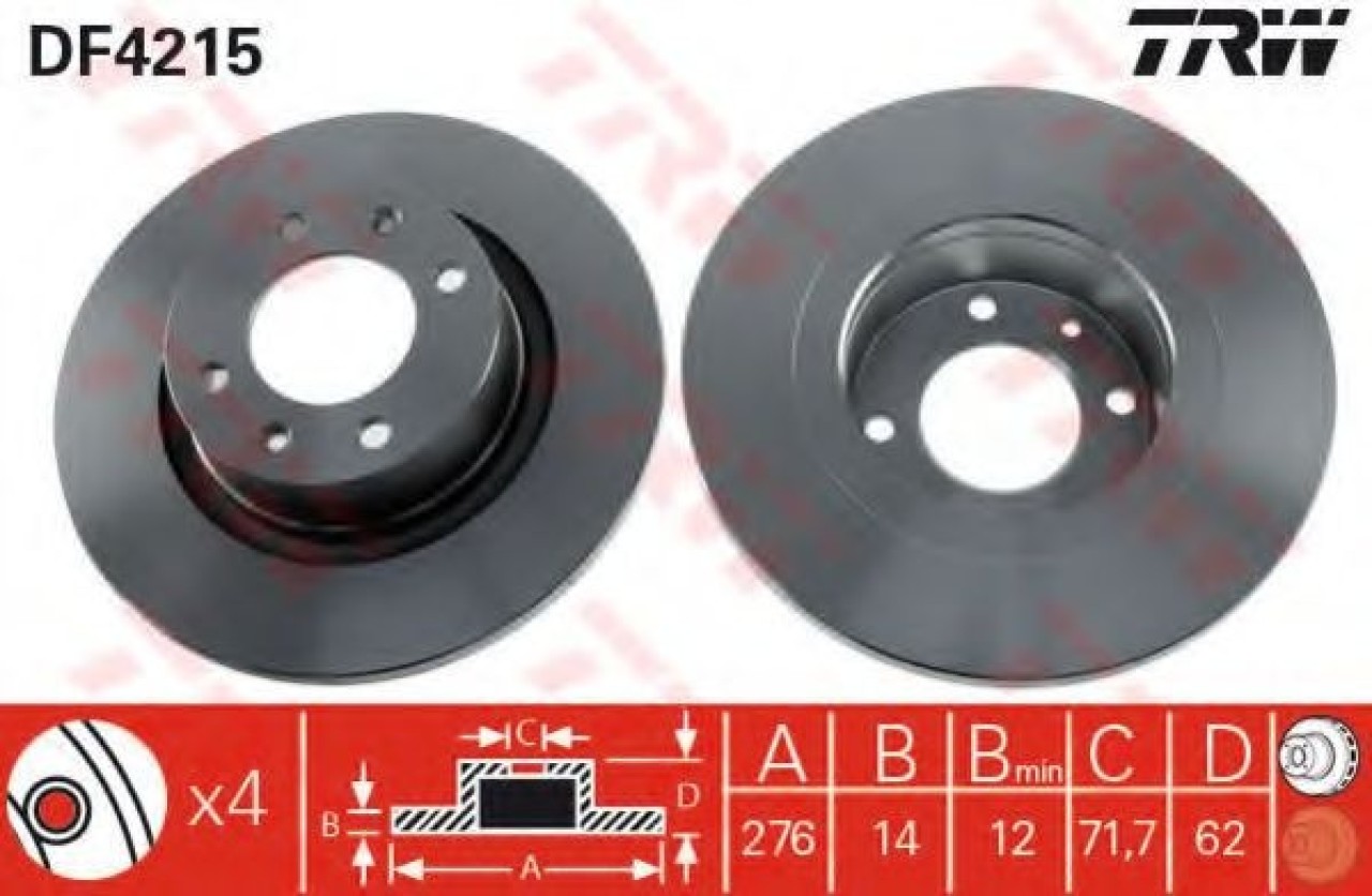 Disc frana CITROEN C5 II Break (RE) (2004 - 2016) TRW DF4215 piesa NOUA