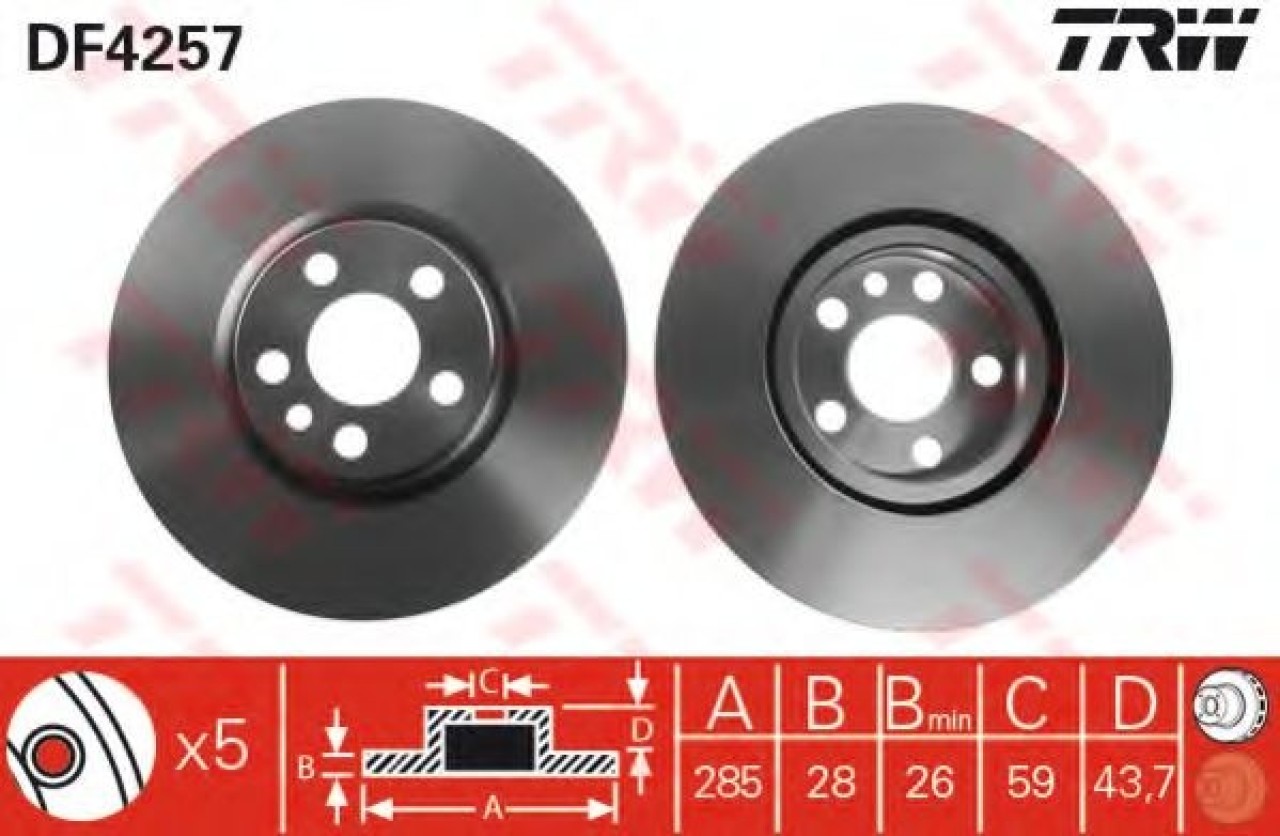 Disc frana CITROEN C8 (EA, EB) (2002 - 2016) TRW DF4257 piesa NOUA
