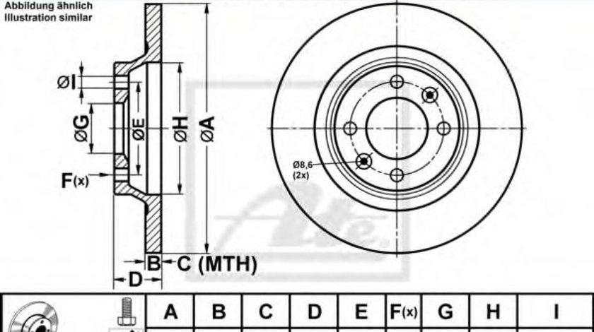 Disc frana CITROEN DS5 (2011 - 2015) ATE 24.0112-0198.1 piesa NOUA