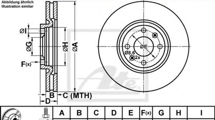 Disc frana CITROEN DS5 (2011 - 2015) ATE 24.0126-0159.1 piesa NOUA