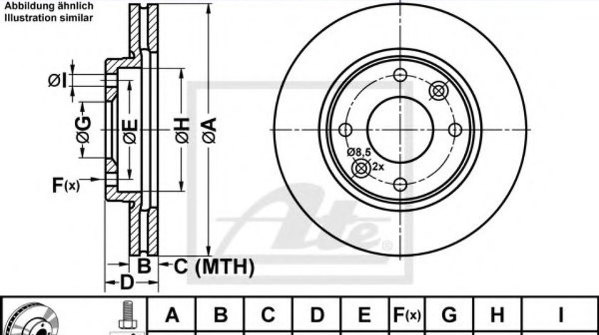 Disc frana CITROEN SAXO (S0, S1) (1996 - 2004) ATE 24.0120-0132.1 piesa NOUA