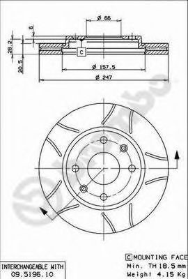 Disc frana CITROEN SAXO (S0, S1) (1996 - 2004) BREMBO 09.5196.75 piesa NOUA