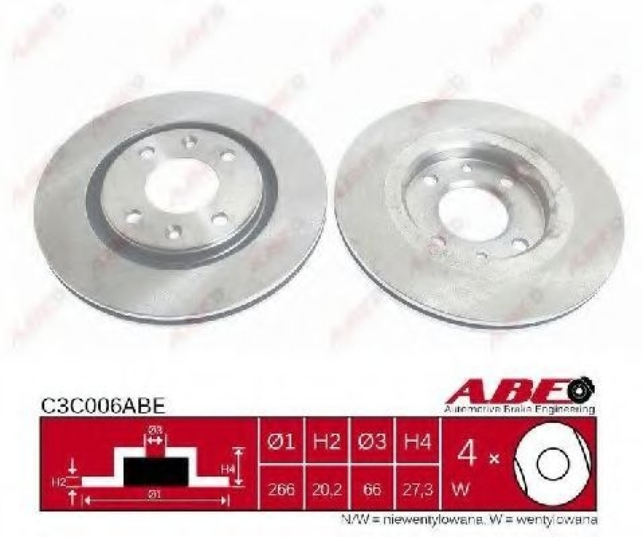Disc frana CITROEN XANTIA Estate (X2) (1998 - 2003) ABE C3C006ABE piesa NOUA