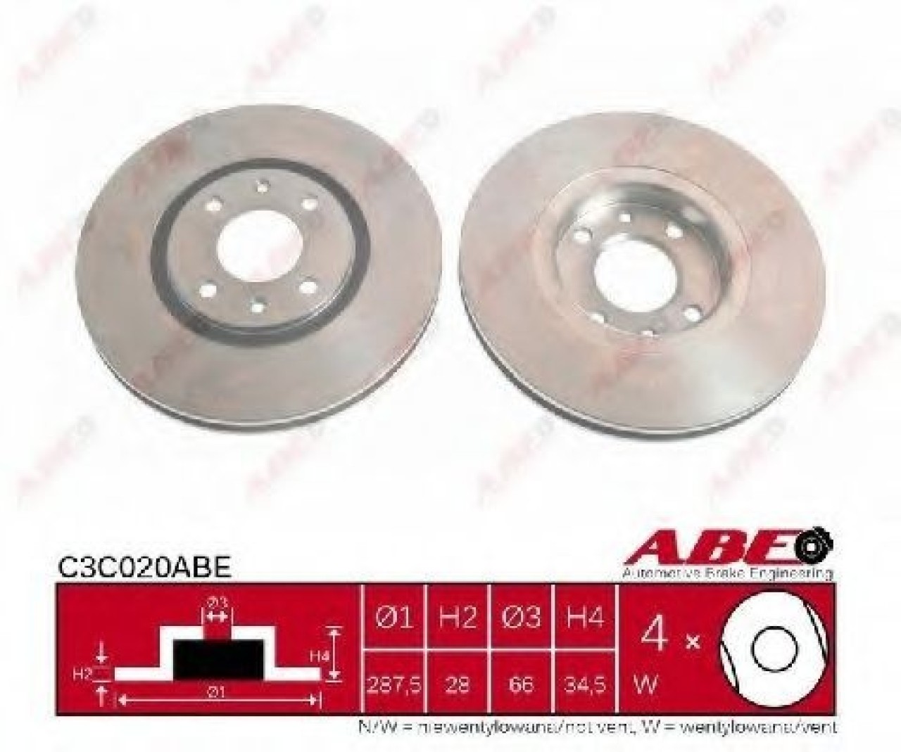 Disc frana CITROEN XANTIA (X2) (1998 - 2003) ABE C3C020ABE piesa NOUA