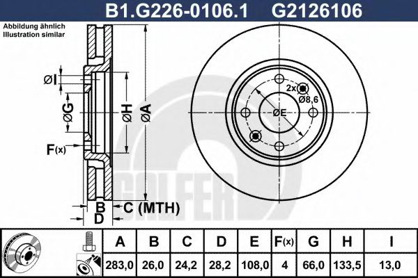 Disc frana CITROEN XANTIA (X2) (1998 - 2003) GALFER B1.G226-0106.1 piesa NOUA