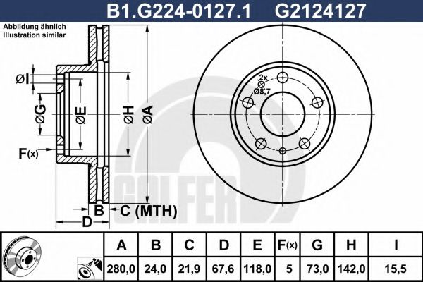 Disc frana CITROEN XSARA Estate (N2) (1997 - 2010) GALFER B1.G224-0127.1 piesa NOUA