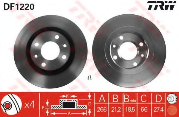 Disc frana CITROEN XSARA PICASSO (N68) (1999 - 2016) TRW DF1220 piesa NOUA