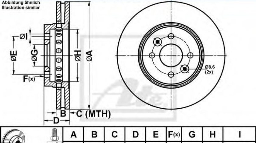 Disc frana DACIA LODGY (2012 - 2016) ATE 24.0124-0253.1 piesa NOUA