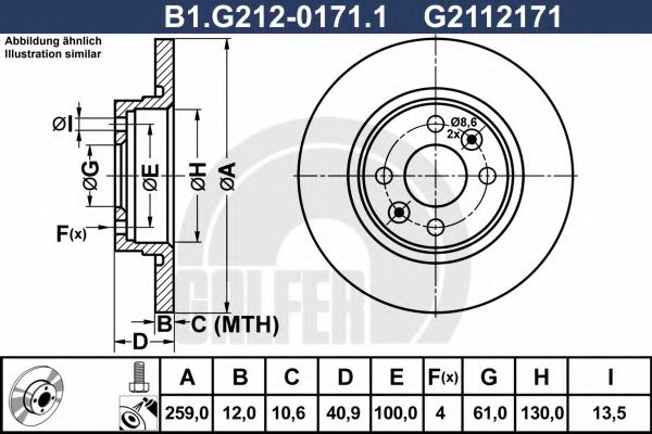Disc frana DACIA LOGAN II (2012 - 2016) GALFER B1.G212-0171.1 piesa NOUA