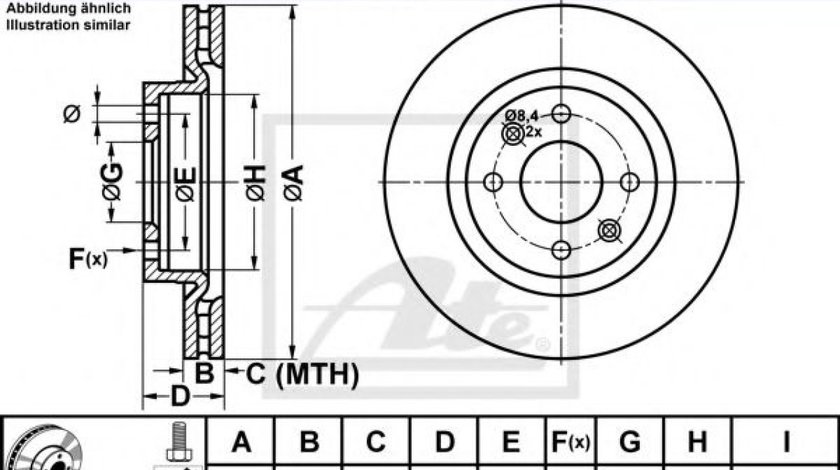 Disc frana DACIA LOGAN (LS) (2004 - 2016) ATE 24.0121-0106.1 piesa NOUA