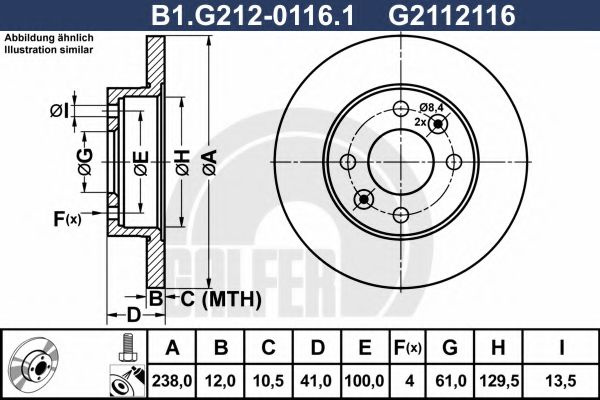 Disc frana DACIA LOGAN (LS) (2004 - 2016) GALFER B1.G212-0116.1 piesa NOUA