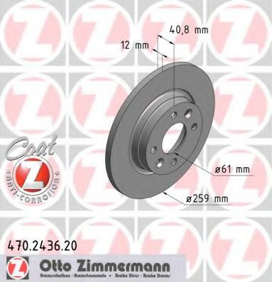 Disc frana DACIA LOGAN (LS) (2004 - 2016) ZIMMERMANN 470.2436.20 piesa NOUA