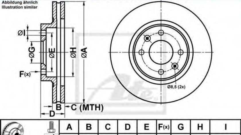 Disc frana DACIA LOGAN MCV II (2013 - 2016) ATE 24.0122-0289.1 piesa NOUA