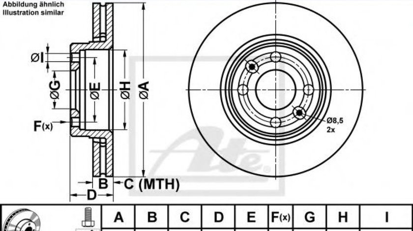 Disc frana DACIA LOGAN MCV (KS) (2007 - 2016) ATE 24.0122-0216.1 piesa NOUA