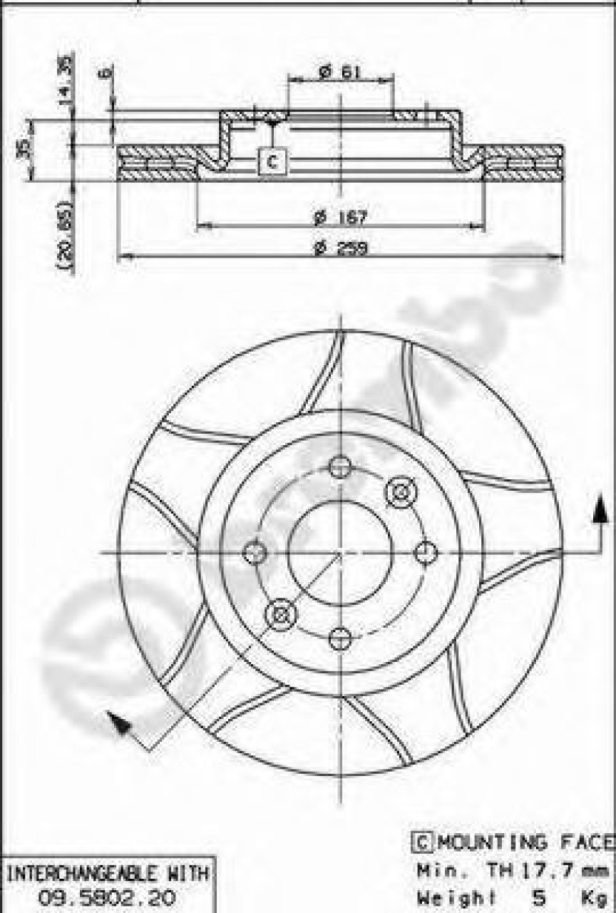 Disc frana DACIA LOGAN MCV (KS) (2007 - 2016) BREMBO 09.5802.76 piesa NOUA