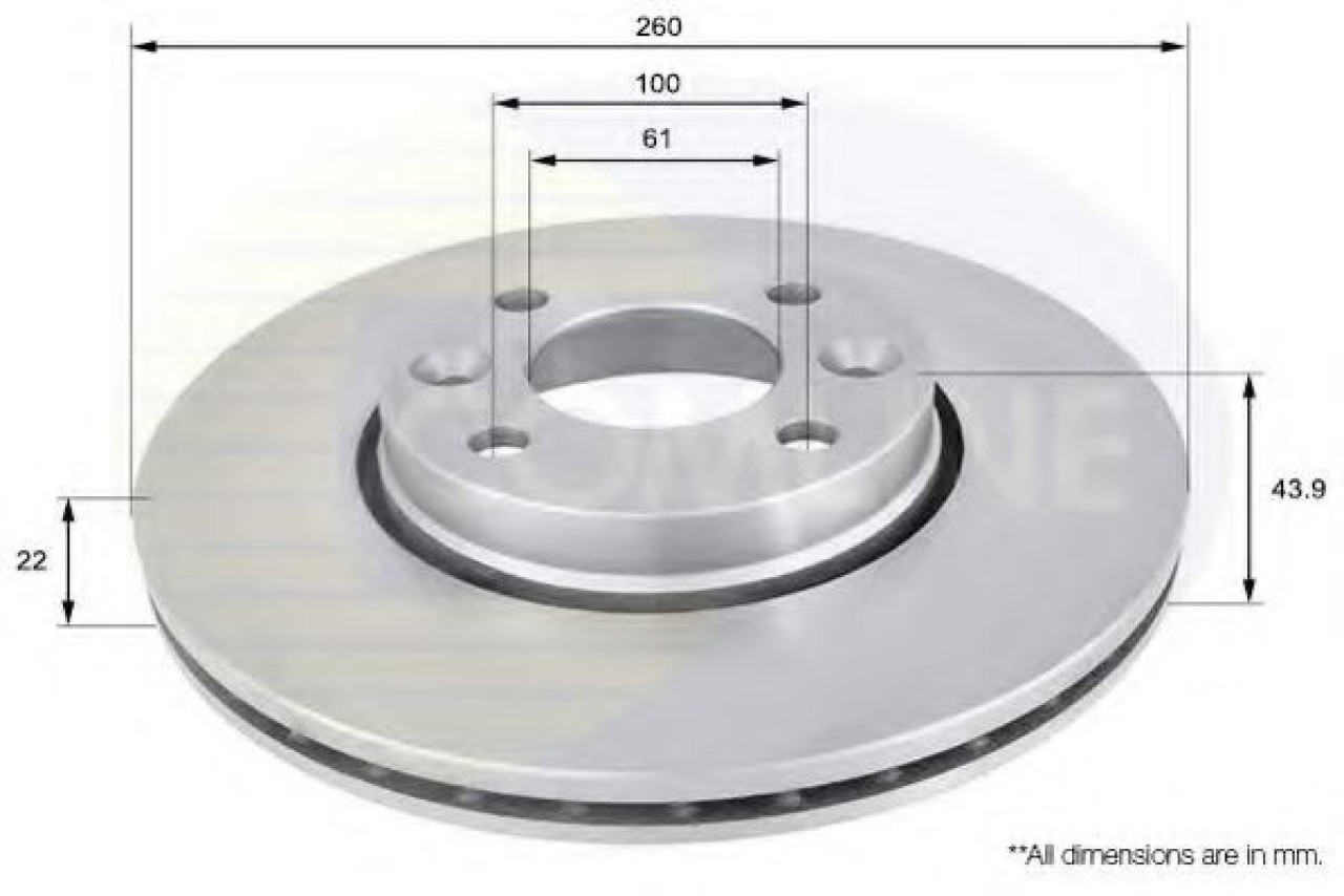 Disc frana DACIA LOGAN MCV (KS) (2007 - 2016) COMLINE ADC0266V piesa NOUA