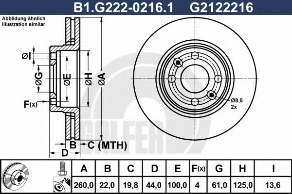 Disc frana DACIA LOGAN MCV (KS) (2007 - 2016) GALFER B1.G222-0216.1 piesa NOUA