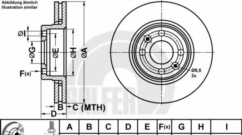 Disc frana DACIA LOGAN MCV (KS) (2007 - 2016) GALFER B1.G222-0216.1 piesa NOUA