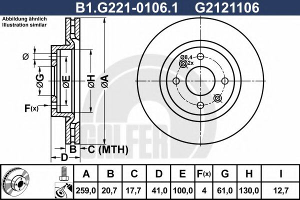Disc frana DACIA LOGAN MCV (KS) (2007 - 2016) GALFER B1.G221-0106.1 piesa NOUA