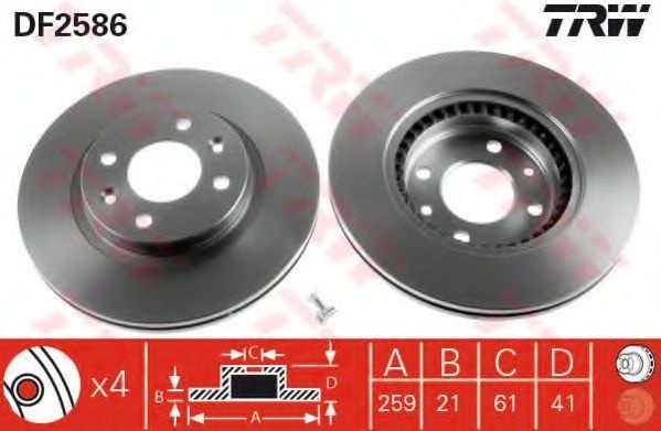 Disc frana DACIA LOGAN MCV (KS) (2007 - 2016) TRW DF2586 piesa NOUA