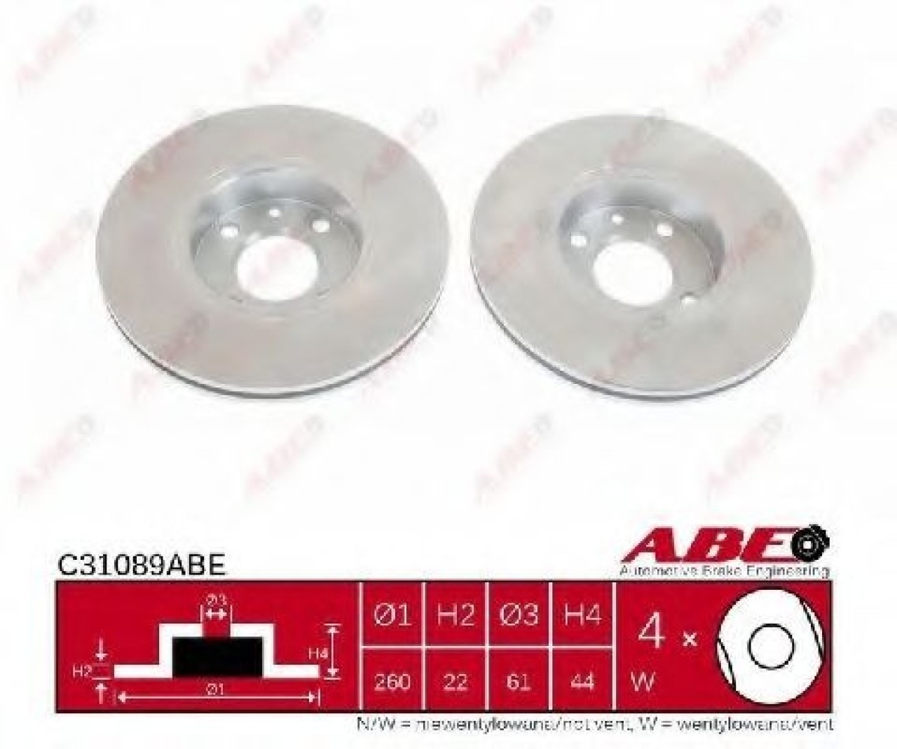Disc frana DACIA LOGAN Pick-up (US) (2008 - 2016) ABE C31089ABE piesa NOUA