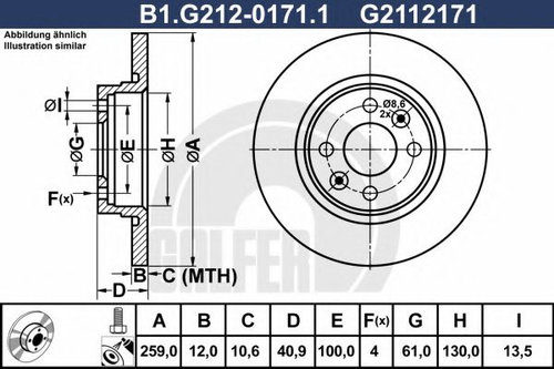 Disc frana DACIA SANDERO II (2012 - 2016) GALFER B1.G212-0171.1 piesa NOUA