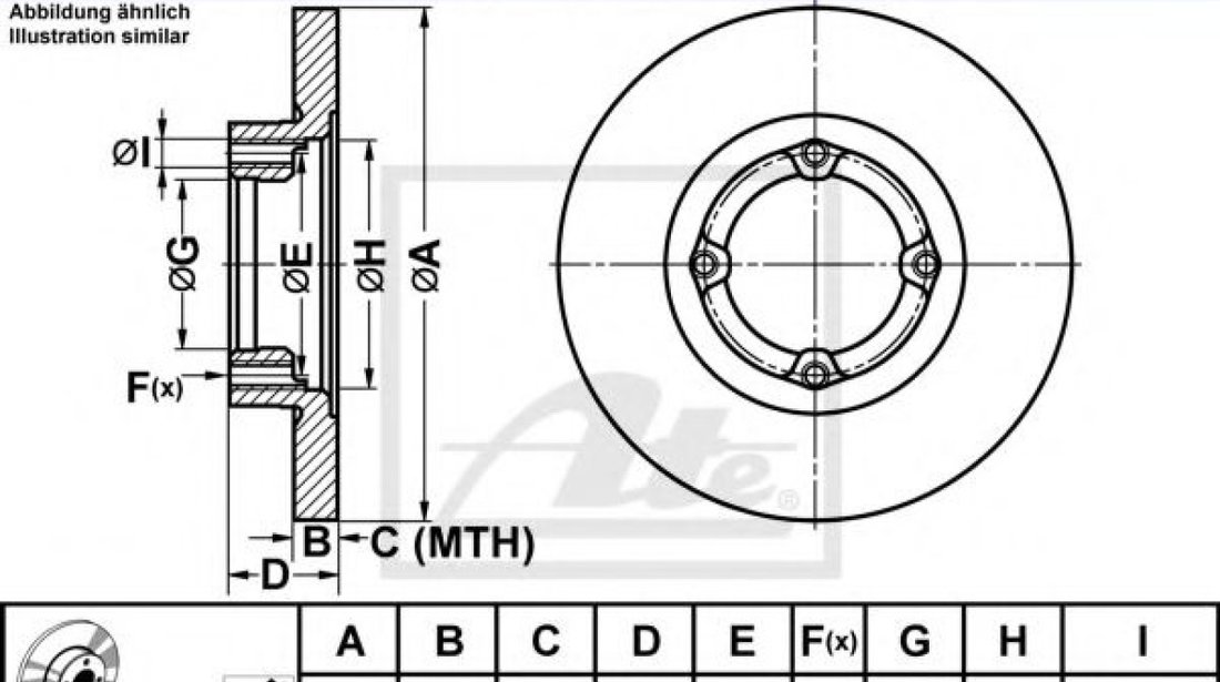 Disc frana DAEWOO MATIZ (KLYA) (1998 - 2016) ATE 24.0113-0195.1 piesa NOUA