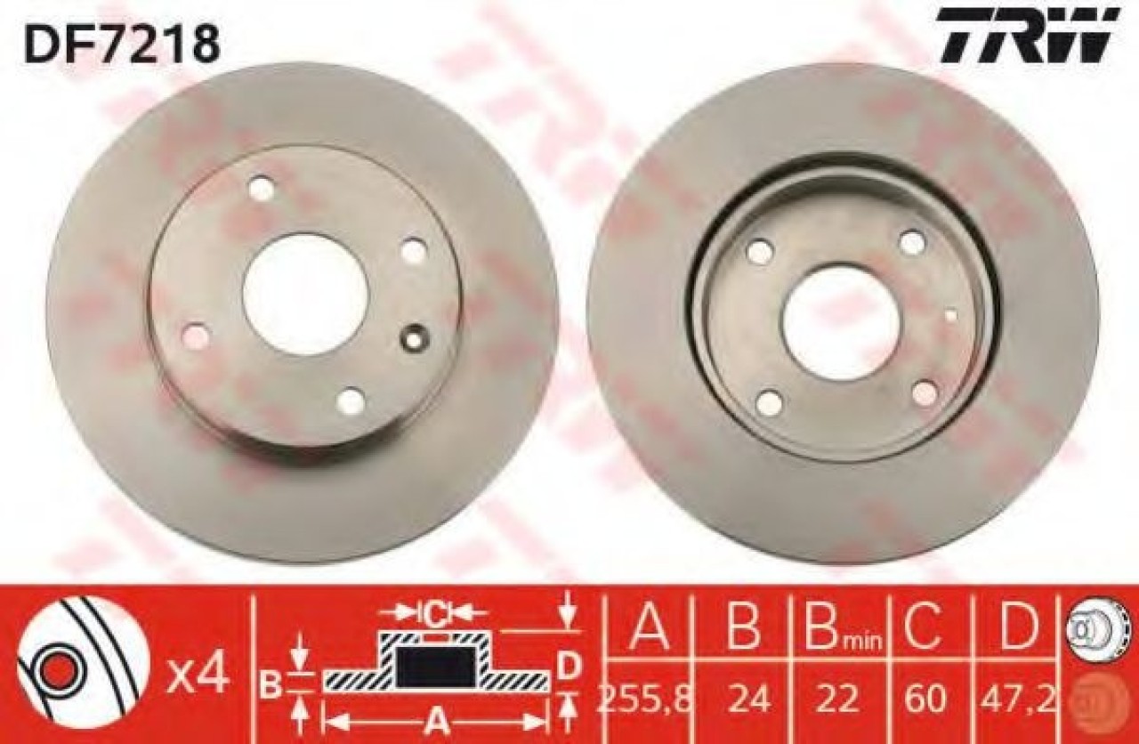 Disc frana DAEWOO NUBIRA Break (KLAJ) (1997 - 2016) TRW DF7218 piesa NOUA
