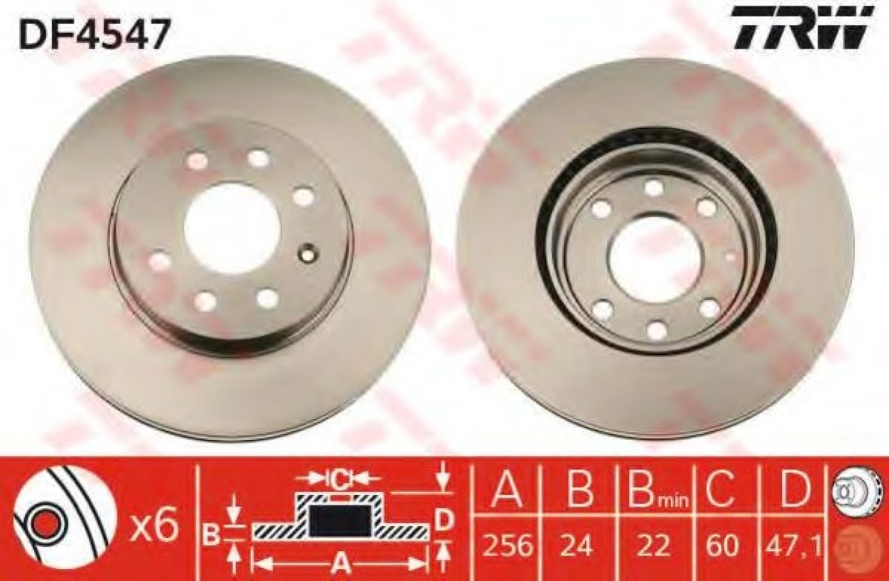 Disc frana DAEWOO NUBIRA Break (KLAJ) (1997 - 2016) TRW DF4547 piesa NOUA
