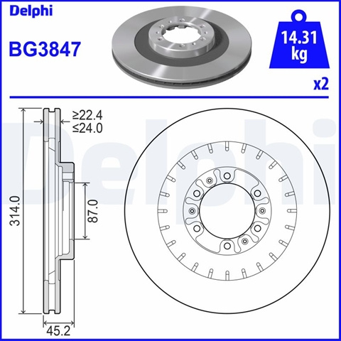 Disc Frana Delphi Mitsubishi BG3847