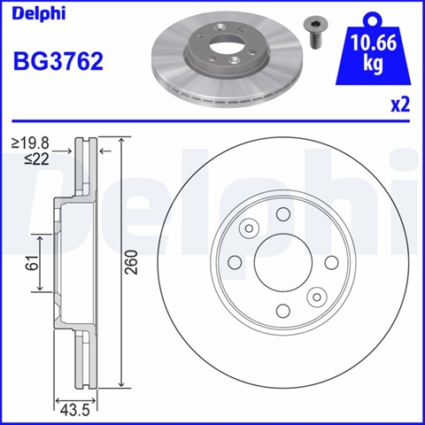 Disc Frana Delphi Nissan BG3762