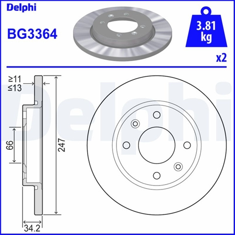 Disc Frana Delphi Peugeot BG3364