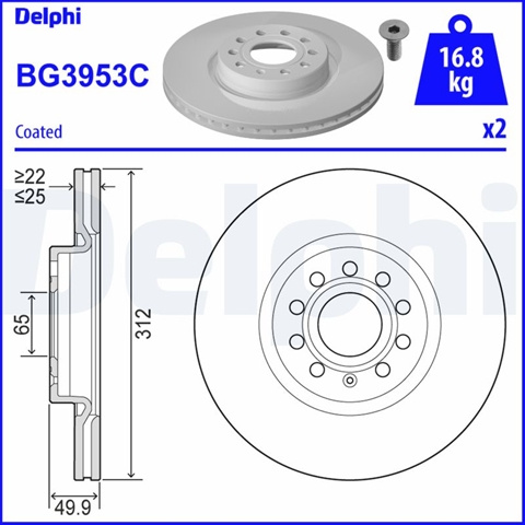 Disc Frana Delphi Skoda BG3953C