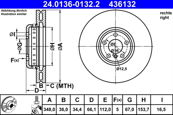 Disc Frana Dreapta Ate Bmw 24.0136-0132.2
