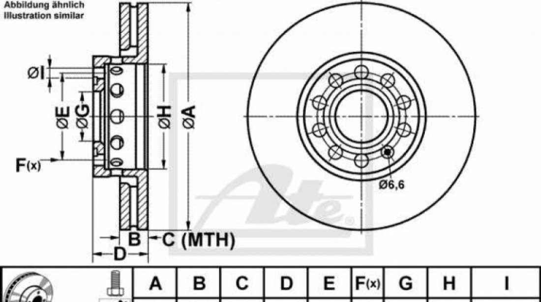 Disc Frana Fata Ate Audi A4 B6 2000-2004 24.0125-0105.1