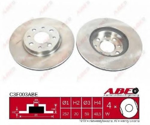 Disc frana FIAT ALBEA (172) (2007 - 2016) ABE C3F003ABE piesa NOUA