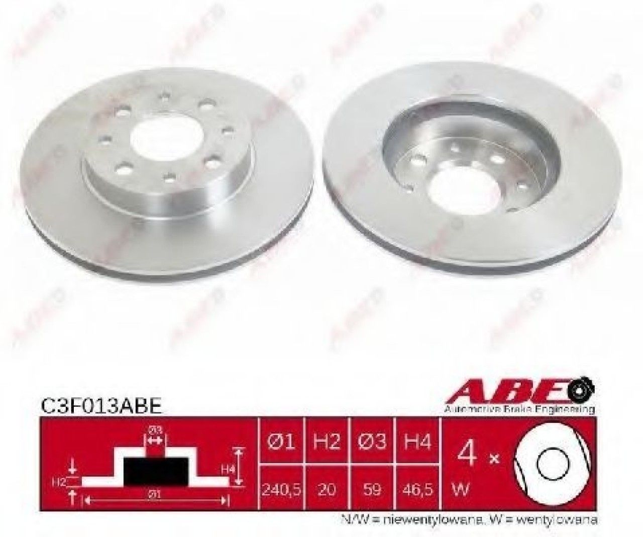 Disc frana FIAT ALBEA (172) (2007 - 2016) ABE C3F013ABE piesa NOUA
