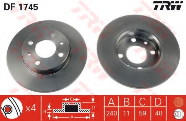 Disc frana FIAT BRAVO I (182) (1995 - 2001) TRW DF1745 piesa NOUA