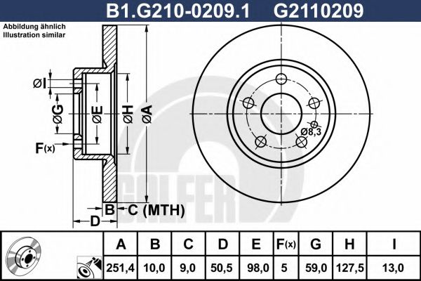 Disc frana FIAT CROMA (154) (1985 - 1996) GALFER B1.G210-0209.1 piesa NOUA