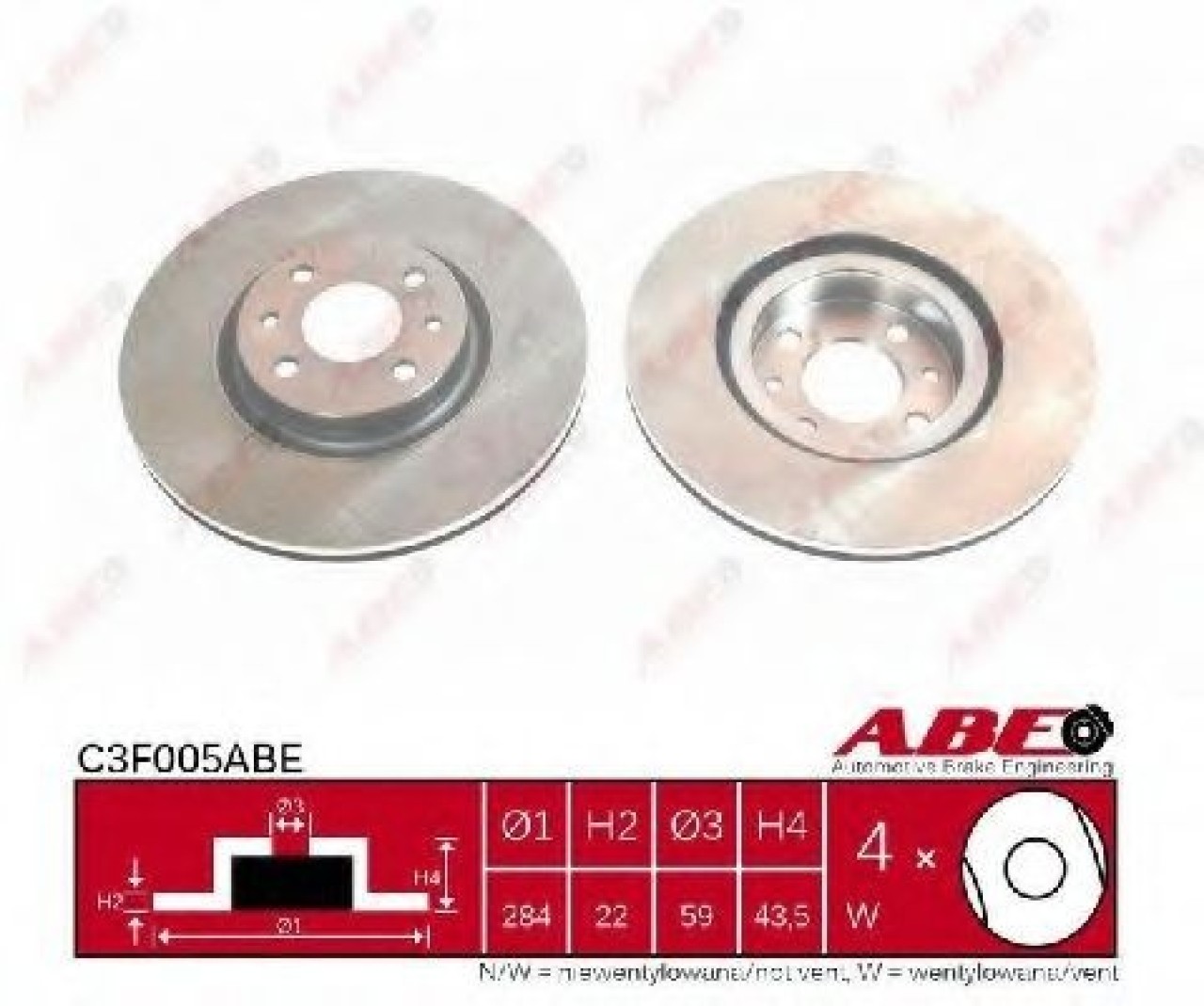Disc frana FIAT DOBLO Cargo (223) (2000 - 2016) ABE C3F005ABE piesa NOUA