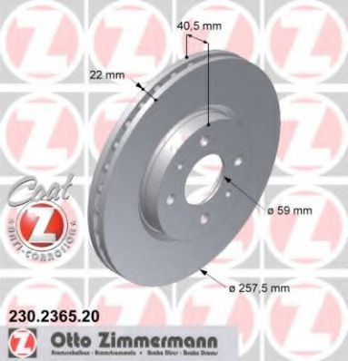 Disc frana FIAT DOBLO Cargo (223) (2000 - 2016) ZIMMERMANN 230.2365.20 piesa NOUA